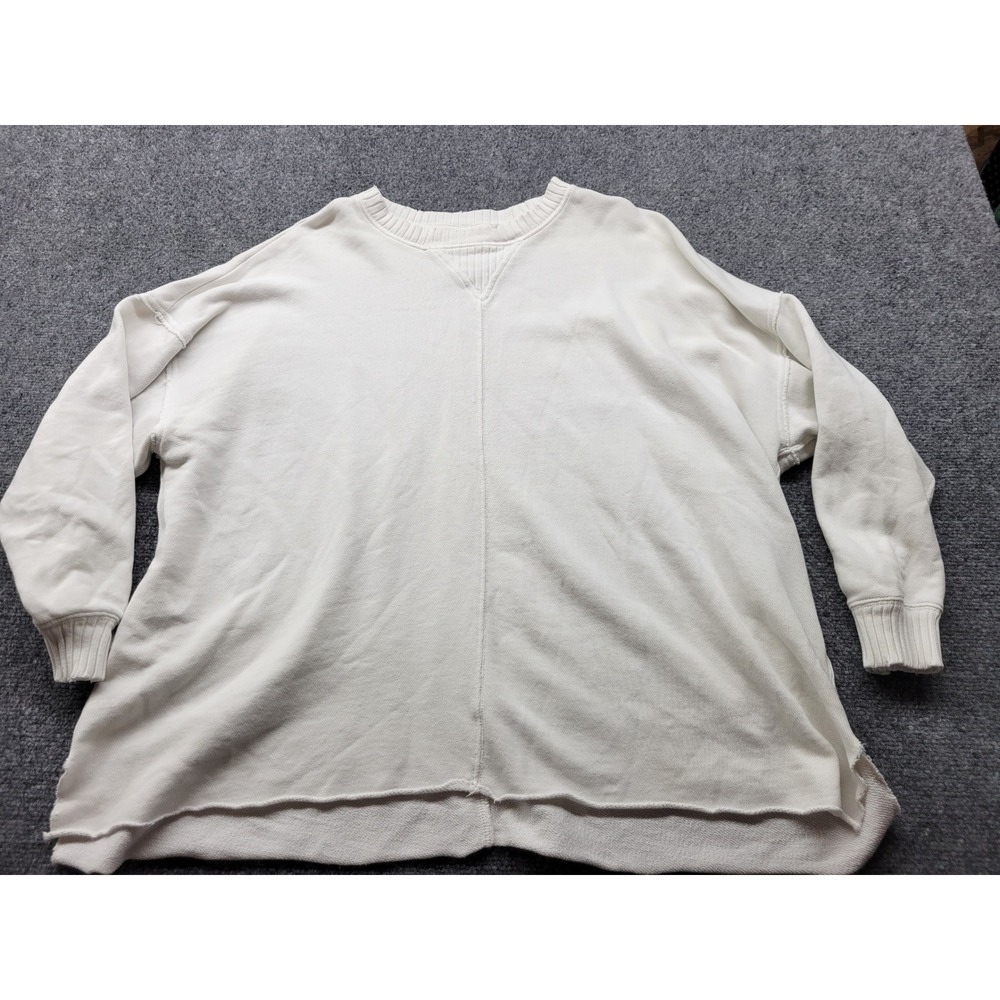 Aerie Real Oversized Sweatshirt Cream Off White Seam Detail Pullover Medium